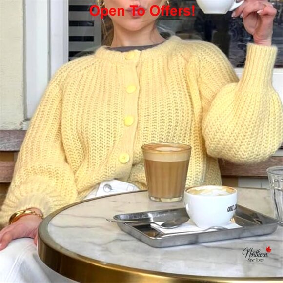 Chunky Knit Cardigan Open Front Button Down Long Sleeve Sweater Casual - Picture 3 of 7